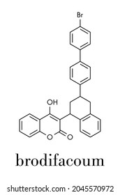 Brodifacoum rodenticide molecule. Skeletal formula.