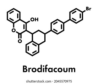 Brodifacoum rodenticide molecule. Skeletal formula.