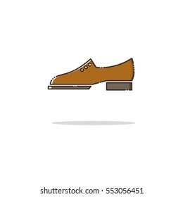 Brogue shoes color thin line icon on white background. Mbe minimalism style