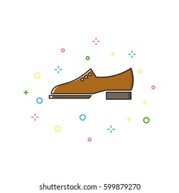 Brogue shoes color thin line icon.Vector illustration
