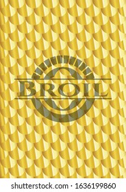 Broil gold badge. Scales pattern. Vector Illustration. Detailed.