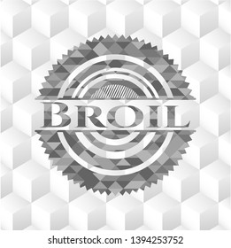 Broil grey emblem with geometric cube white background