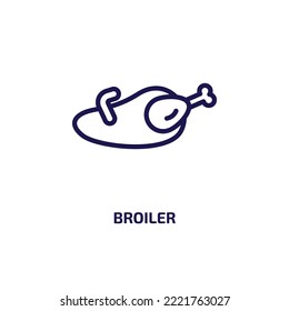 broiler icon from kitchen collection. Thin linear broiler, hen, bird outline icon isolated on white background. Line vector broiler sign, symbol for web and mobile