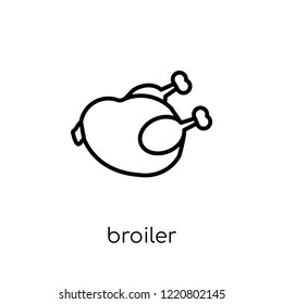 broiler icon. Trendy modern flat linear vector broiler icon on white background from thin line Kitchen collection, outline vector illustration