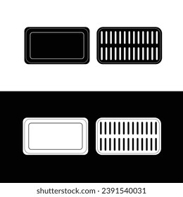 Broiler pan silhouette flat vector. Bakeware black and white icon for web. Baking utensil item for kitchen concept. Kitchenwares using in a oven.