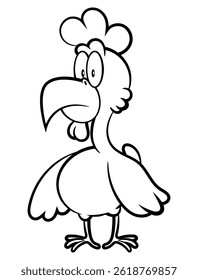 Broilers Chicken cartoon characters with flat expression. Best for outline, logo, and coloring book with farm themes for kids