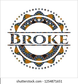 Broke arabic badge background. Arabesque decoration.
