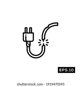 Broke cable Line Icon Vector. Cable Symbol Vector