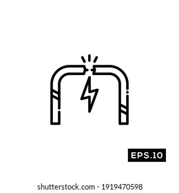 Broke cable Line Icon Vector. Cable Symbol Vector