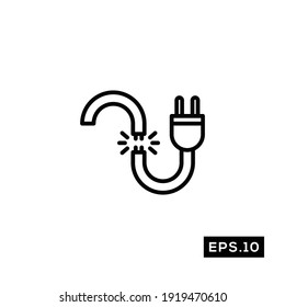Broke cable Line Icon Vector. Cable Symbol Vector