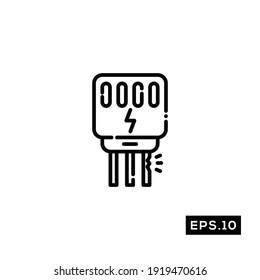Vector de iconos de línea de cable roto. Vector de símbolo de cable