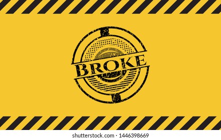 Broke inside warning sign, black grunge emblem. Vector Illustration. Detailed.