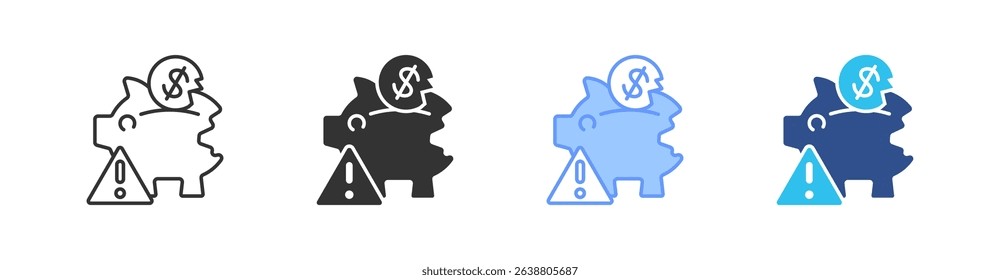 Broke Multi Style Icon Set Vector