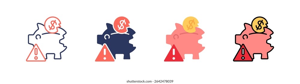 Broke Multi Style Icon Set Vektor