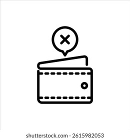 broke outline icon. empty wallet black line illustration.
