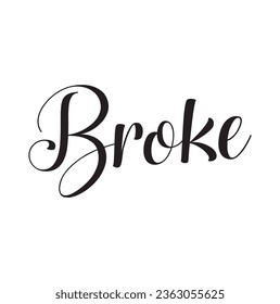 broke text on white background
