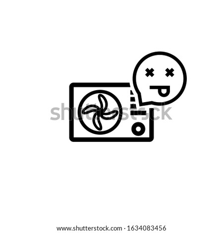 Broken air conditioner outline icon. Clipart image isolated on white background