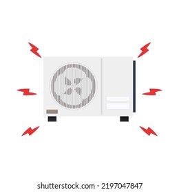 Broken air conditioner vector. Air conditioner cartoon.