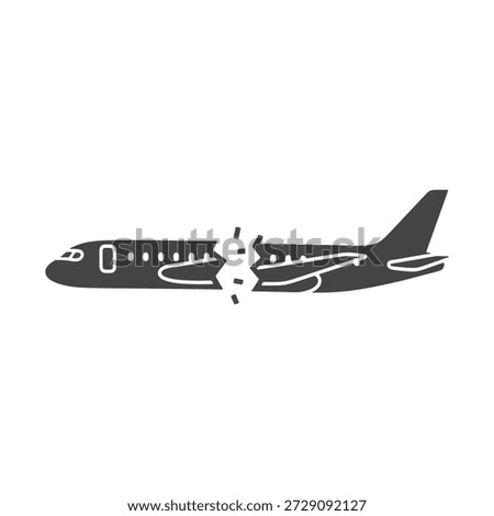 Broken airplane fuselage crash site aviation accident wreckage illustration