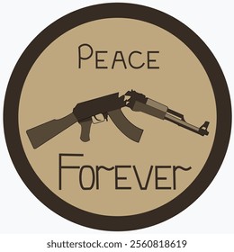 Broken AKC in the center of the circle. The icon symbolizes the fight against war.
