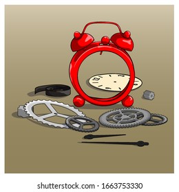 broken alarm clock. Vector illustration