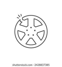 Broken alloy disc line icon