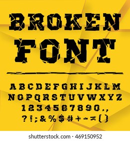 Broken Alphabet. Broken Font. Full Set.