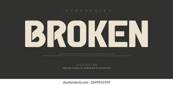 Broken alphabet font. Typography decorative elegant classic lettering serif fonts vintage retro for logo.