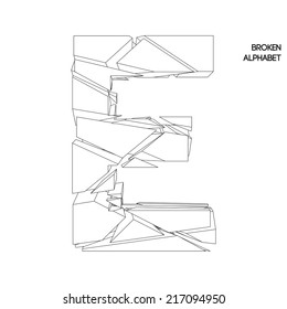 broken alphabet letter e