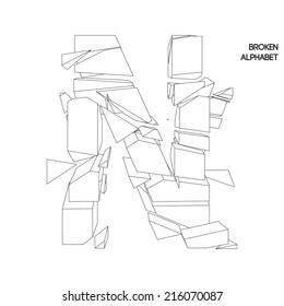 broken alphabet letter n