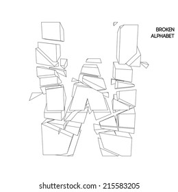 broken alphabet letter W