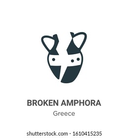Broken amphora glyph icon vector on white background. Flat vector broken amphora icon symbol sign from modern greece collection for mobile concept and web apps design.