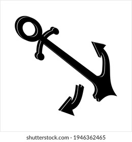 Broken Anchor Icon, Flat Vector Art Illustration