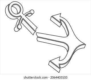 Broken Anchor Icon, Flat Vector Art Illustration