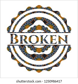 Broken arabic badge background. Arabesque decoration.