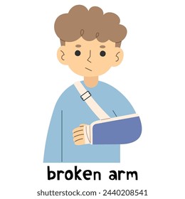 Broken arm 1 cute on a white background, vector illustration.