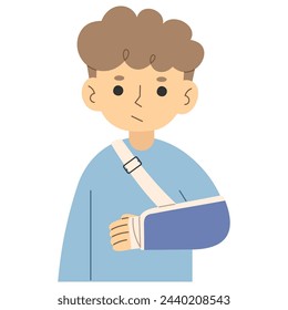 Broken arm 2 cute on a white background, vector illustration.