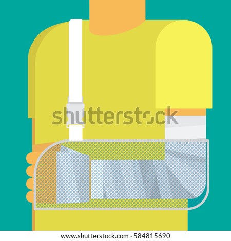 Broken arm and bandage