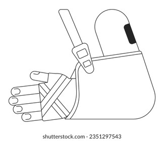 Broken arm in bandage flat monochrome isolated vector object. Medical arm sling. Editable black and white line art drawing. Simple outline spot illustration for web graphic design