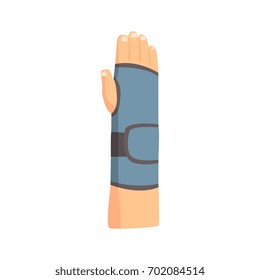 Broken arm bandaged with plaster cartoon vector Illustration