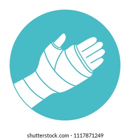 Broken Arm, Bone Fracture, Orthopedic Plaster Cast Vector Icon.