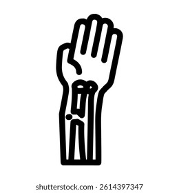 broken arm fracture injury line icon vector. broken arm fracture injury sign. isolated contour symbol black illustration