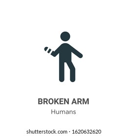 Broken arm glyph icon vector on white background. Flat vector broken arm icon symbol sign from modern humans collection for mobile concept and web apps design.