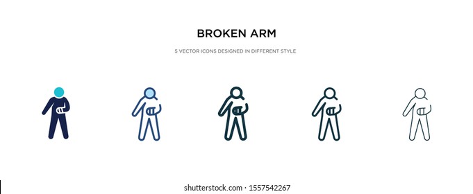 broken arm icon in different style vector illustration. two colored and black broken arm vector icons designed in filled, outline, line and stroke style can be used for web, mobile, ui