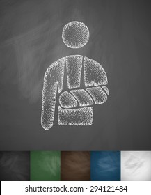 broken arm icon. Hand drawn vector illustration. Chalkboard Design