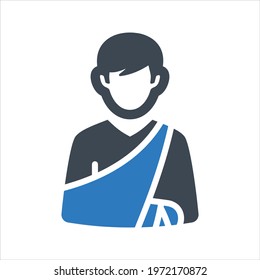 Broken arm icon, injured man icon, vector and glyph