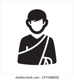 Broken arm icon, injured man icon, vector and glyph