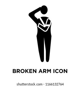 broken arm icon vector isolated on white background, broken arm transparent sign
