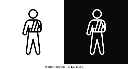 Estilo de fondo blanco y negro del icono del brazo roto