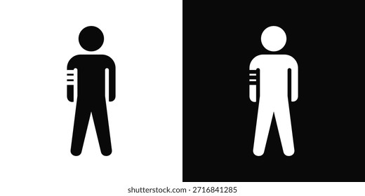 Estilo de fondo blanco y negro del icono del brazo roto
